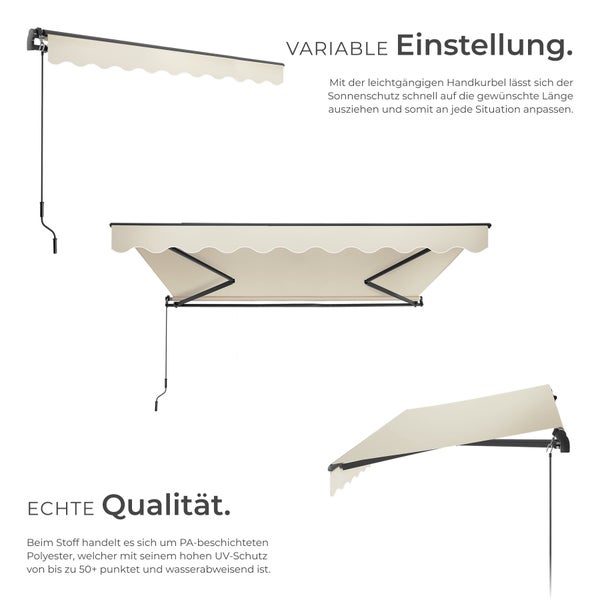 Gelenkarmmarkise tectake Ornella inkl. Wandhalterung verschiedene Größen beige