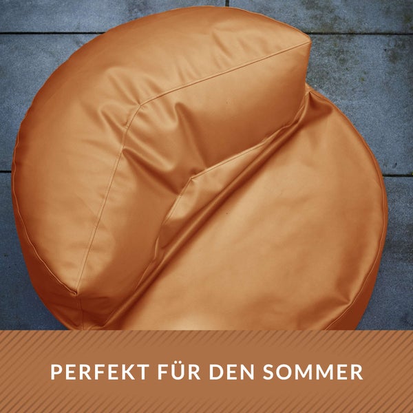 Green Bean Sitzsack Sofa aus Kunstleder mit EPS Perlen Füllung - Lounge im Sitzsack-Design 90 x 50 cm mit ergonomischer Rückenlehne - Cognac