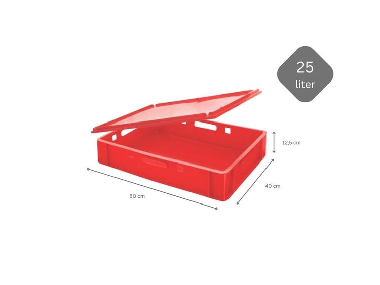 PROREGAL SuperSparSet 8 x Eurobehälter Fleischerkasten E1 Mit Auflagedeckel HxBxT 12,5 x 40 x 60 cm 25 Liter Rot Fleischerkiste Fleischkiste