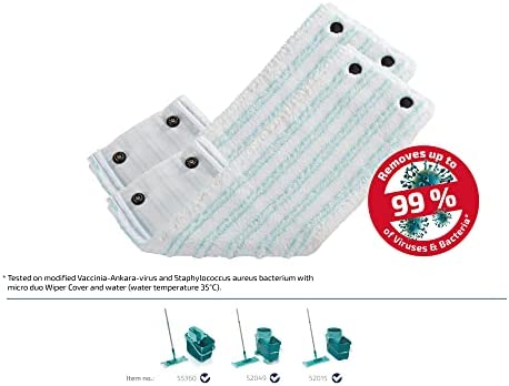 Leifheit 2er Set Wischbezug Clean Twist XL micro duo, für alle Bodenarten, Bodenwischer Ersatzbezug für ideale Schmutzaufnahme dank 2-Faser-System, Mikrofaser Putzlappen ideal für Fliesen und Laminat