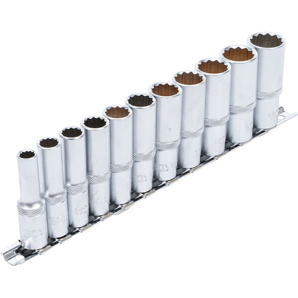 BGS Steckschlüssel-Einsatz-Satz Zwölfkant, tief Antrieb Innenvierkant 10 mm (3/8) SW 8 - 19 mm 11tlg. - 5252