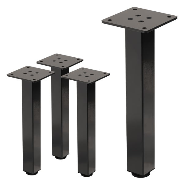 ML-Design 4er Set Tischbeine I-Design 30 cm, Dunkelgrau, Optik Industrial, Stahl pulverbeschichtet, eckig, Profil 4x4cm, Höhenverstellbare Möbelfüße 1-4 cm, Möbelbeine für Couchtische Bänke Sideboards