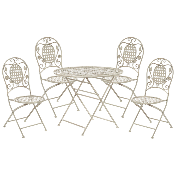 Gartenmöbel Set 4-Sitzer BIVIO klappbar Metall Cremeweiß