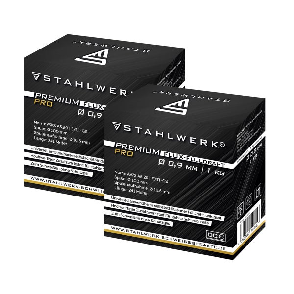 STAHLWERK Schweißdraht MIG MAG Premium Fülldraht E71T-GS Ø 0,9 mm 0,9 kg 2er Set