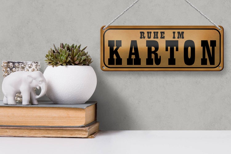 Blechschild Spruch 27x10cm Ruhe im Karton Dekoration