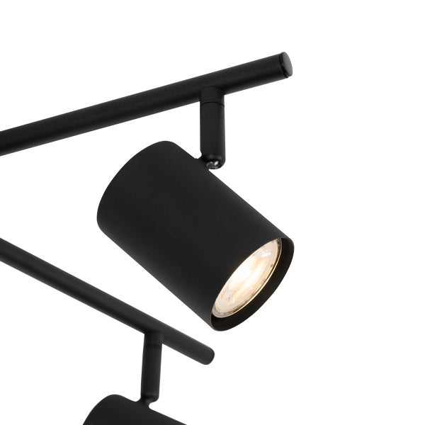 Moderne Deckenstrahler Leuchte mit schwenkbaren Zylinder Spots aus Metall zur individuellen Beleuchtung von Wohnräumen.