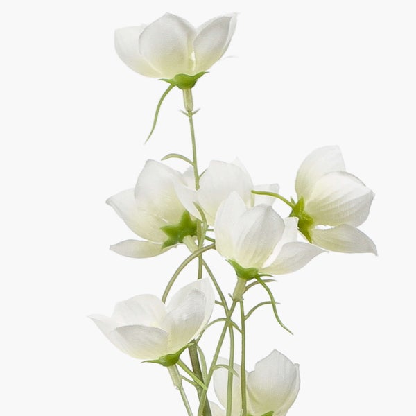 Künstliche Blume mit weißen Blüten und grünen Stängeln für die Innendekoration