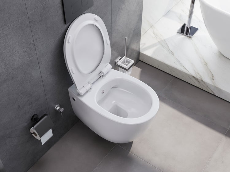 Aqua Bagno Taharet Design Hänge-Dusch-WC 10.10.02.02.WMKT – Spülrandlos – Weiß Matt – Bidetfunktion – Softclose WC-Sitz