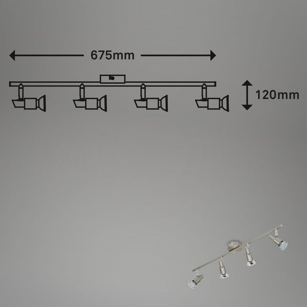 LED Deckenleuchte Spotleuchte dreh-& schwenkbar 4xGU10 12W Matt-Nickel Briloner