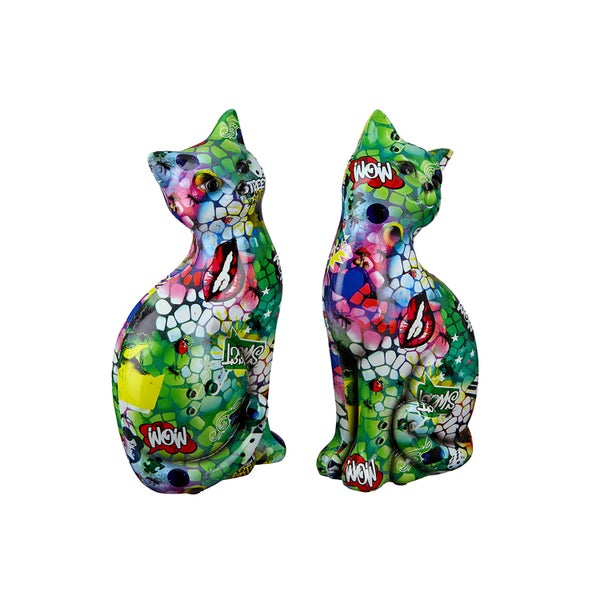 Figuren GILDE 2er Set STREET ART Katzen mehrfarbig Höhe 27 cm Kunstharz