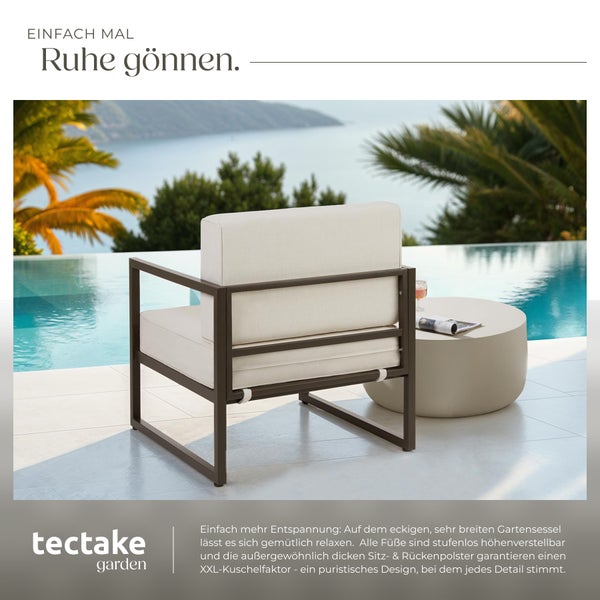 Garten-Loungesessel tectake Comosa 74 x 78 x 85 cm Dicke des Sitzpolsters 14 cm braun/beige