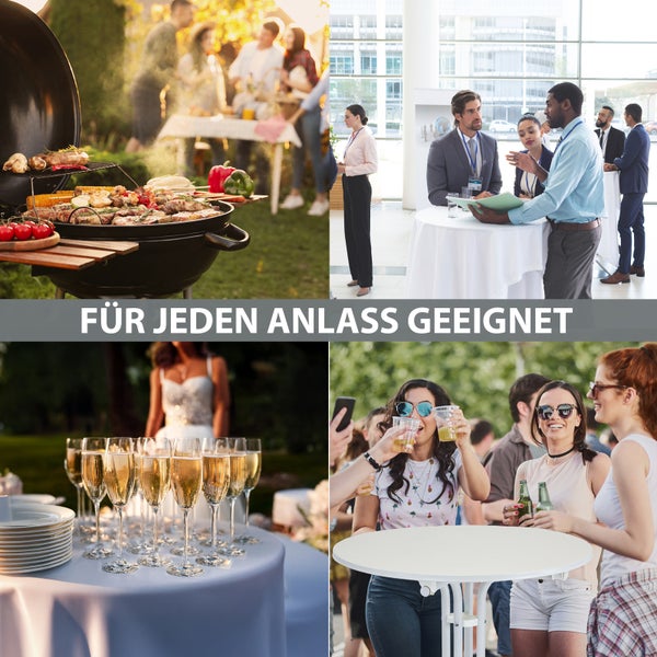Set Stehtisch klappbar Ø 80 cm in Weiß & Husse Anthrazit bügelfrei für Gastrotisch Bistrotisch