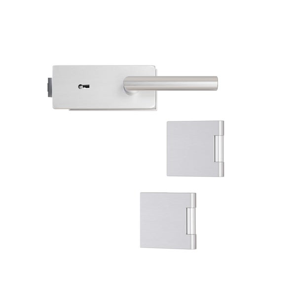 Türdrückergarnitur und zwei Türbänder