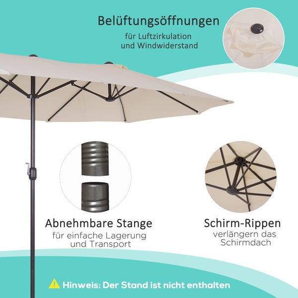 Outsunny Sonnenschirm, L455 x B270 x H240 cm, Stahl, Polyester, ABS, beige