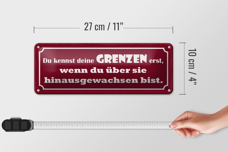 Blechschild Spruch 27x10cm kennst deine Grenzen erst wenn Dekoration