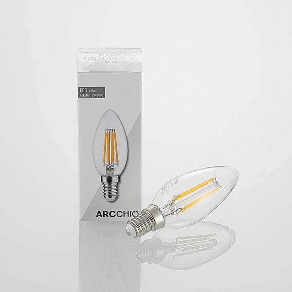 Arcchio LED-Filament-Leuchtmittel Kerzenform C35 E14 4 Watt 470 Lumen Warmweiß aus Glas