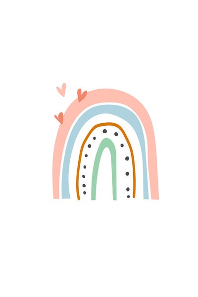 Illustration eines Regenbogens mit Herzen