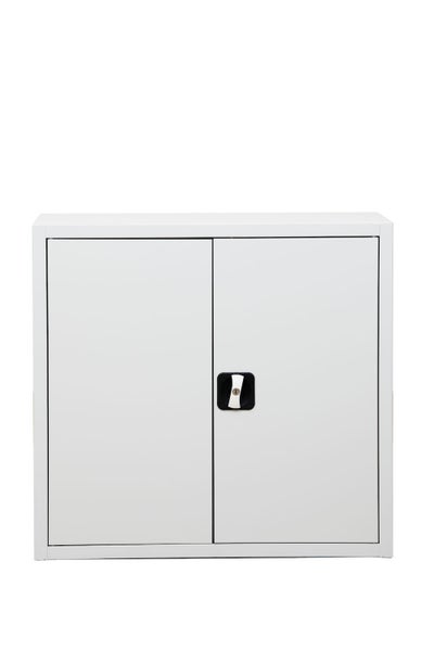 PROREGAL Flügeltürenschrank Badger 1 Fachboden Eurolock Griff Sockel HxBxT 75 x 80 x 38 cm Grau Lackiert