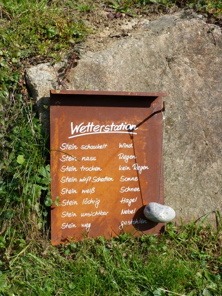 BADEKO Edelrost Wetterstation -400- zum Hängen inkl. Beschriftung + Stein