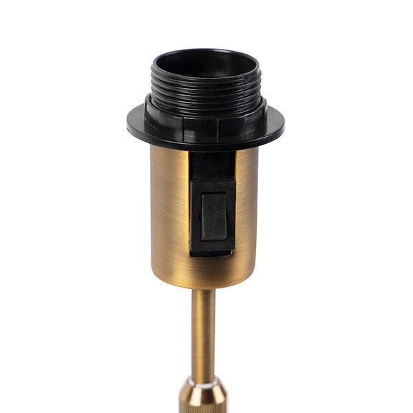 E27 Lampenfassung mit integriertem Wippschalter, Messing-Optik und Kunststoffgewinde.