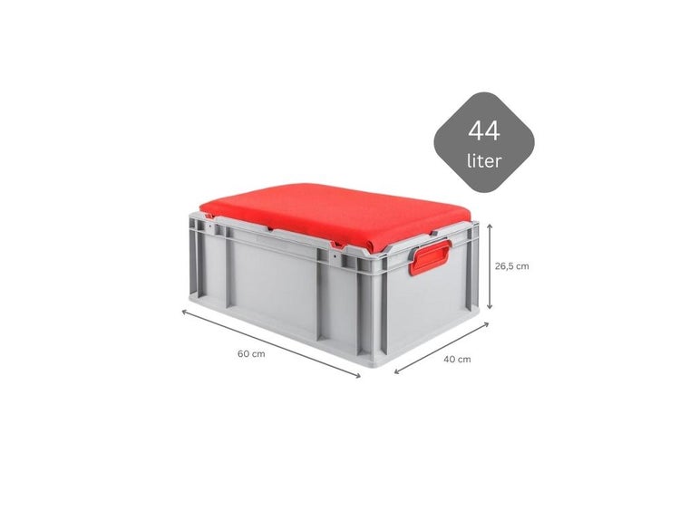 PROREGAL SparSet 3 x Eurobox NextGen Seat Box Rot HxBxT 26,5 x 40 x 60 cm 44 Liter Griffe Geschlossen Eurobehälter Sitzbox Transportbox