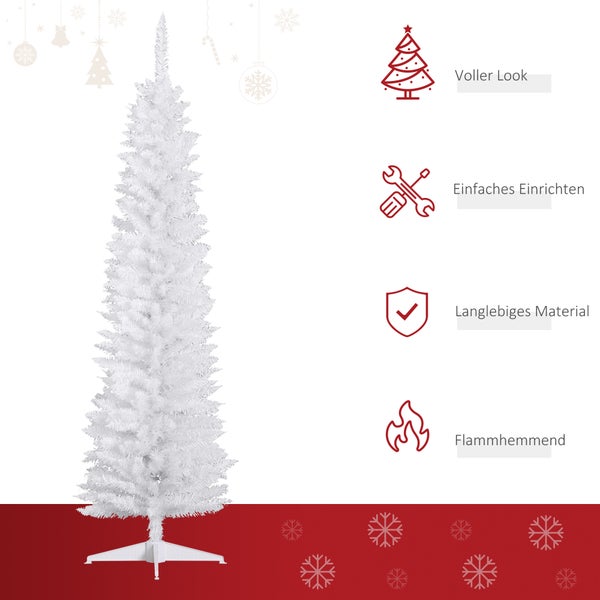 HOMCOM Weihnachtsbaum, Ø55 x 180 cm, PVC, Weiß