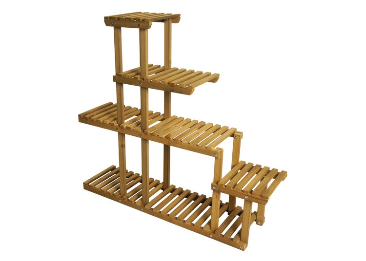 Pflanzenregal aus Holz mit drei Ebenen