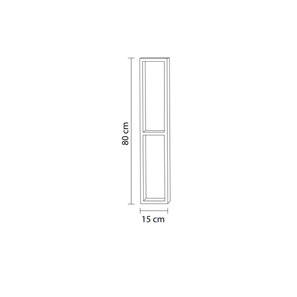 Skizze eines Hochschranks mit den Maßen 80 cm Höhe und 15 cm Breite