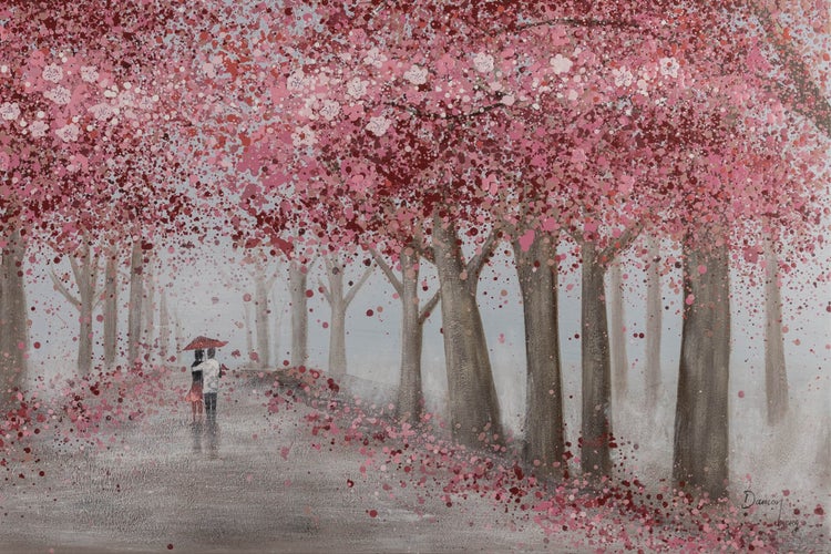 Handgemaltes Gemälde Acrylfarbe 120x80cm Rosa