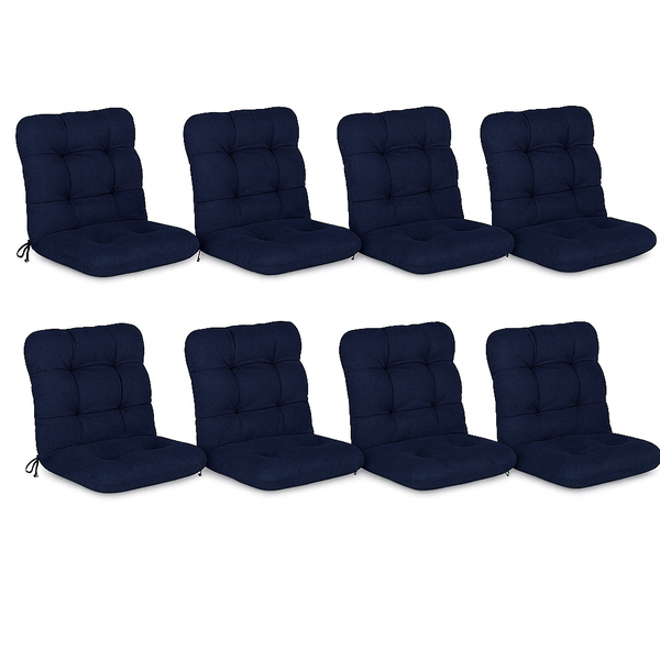 Set aus acht Hochlehner Auflagen mit Steppung für Gartenstühle