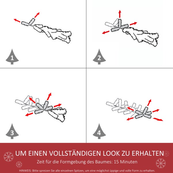 HOMCOM Weihnachtsbaum, Ø55 x 180 cm, PVC, Weiß