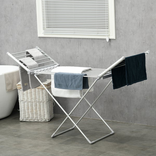 HOMCOM Elektrischer Wäscheständer Beheizbarer Wäscheständer Klappbar Wäschetrockner Einstellbare Temperatur Aluminium 144 x 53 x 91 cm