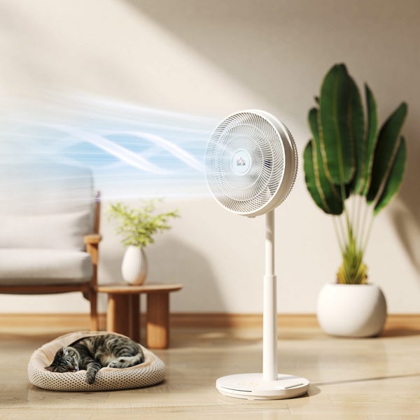 HOMCOM Standventilator leise mit Fernbedienung, Ventilator mit 12 Geschwindigkeitsstufen, Timer, Neigung & Oszillation einstellbar, Schlafmodi, Weiß