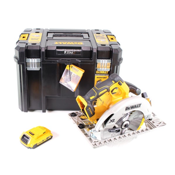 DeWalt Akku-Kreissäge mit TSTAK Werkzeugkoffer und 18 Volt Akku.