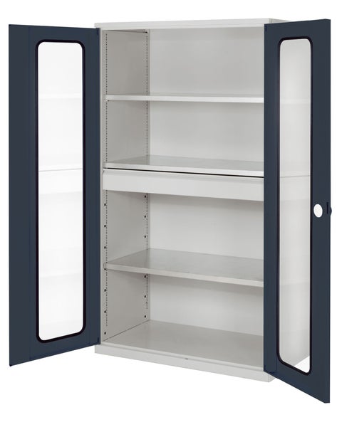 Büroschrank mit Glastüren und verstellbaren Einlegeböden