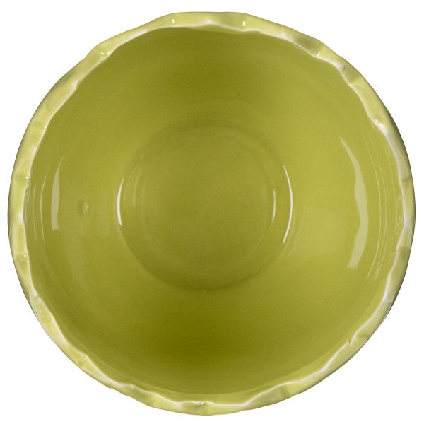 Keramikschale mit gewelltem Rand von oben