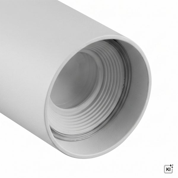 Zylindrischer Aufbaustrahler aus Metall mit offener Fassung fuer Leuchtmittel