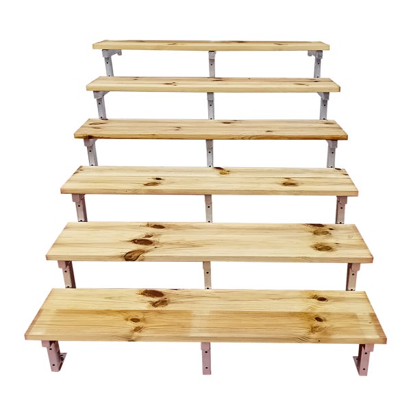OSLO - Stahltreppe Außen H105cm 6 Treppenstufen Holz KDI Breite 120cm