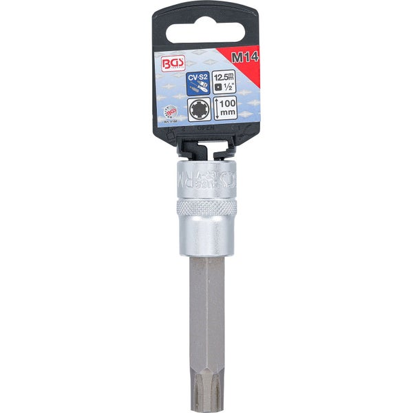 BGS Bit-Einsatz Länge 100 mm Antrieb Innenvierkant 12,5 mm (1/2) Keil-Profil (für RIBE) M14 - 4168