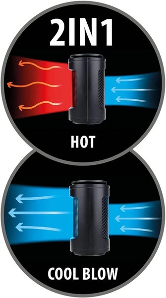 JUNG Heizlüfter Energiesparend leise schwarz, Heizgerät elektrisch 1200 Watt, mobile Elektroheizung für Räume bis 20qm, Elektrische Heizung Mobil, Heizkörper Kompakt