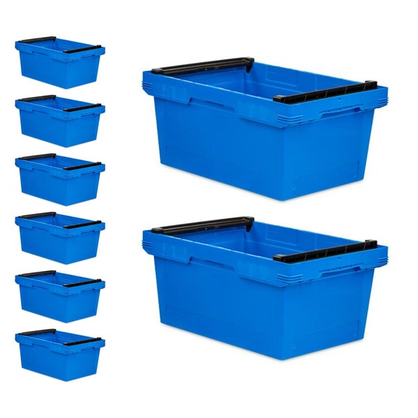 PROREGAL SuperSparSet 8x Conical Mehrweg-Stapelbehälter mit Stapelbügel Blau HxBxT 27,3 x 40 x 60 cm 47 Liter Lagerbox Eurobox Transportbox