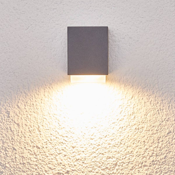 Lindby Wandleuchte außen Jovan (spritzwassergeschützt (Modern) in Alu aus Aluminium (1 flammig, GU10) - Außenwandleuchten Wandlampe Led Außenlampe Outdoor für Außenwand/Hauswand Haus