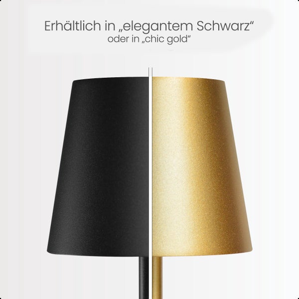 Goliving Essence Tischlampe Wiederaufladbar - Kabellos und dimmbar - Moderne Touch-Lampe - Nachtlampe für das Schlafzimmer - 38 cm - Schwarz