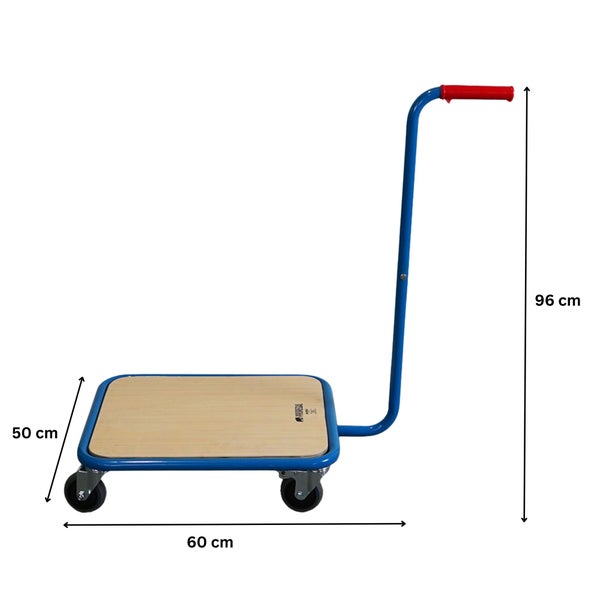 Rollbrett mit Holzplatte und Griff, 60 x 50 cm