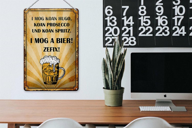 Blechschild Spruch 20x30cm i mog koan Hugo i mog a Bier