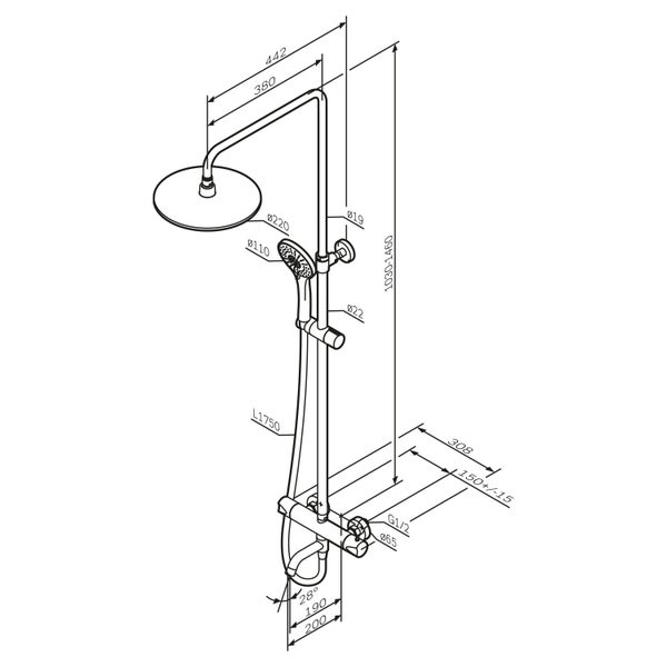 AM.PM Duschsäule inkl. Thermostat F07PA500 Spike