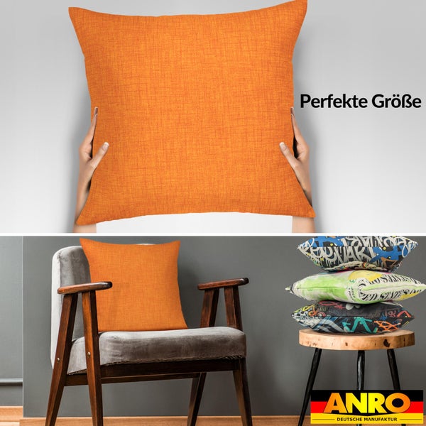 Kissenhülle Orange 40x40cm ohne Füllung Leinenoptik