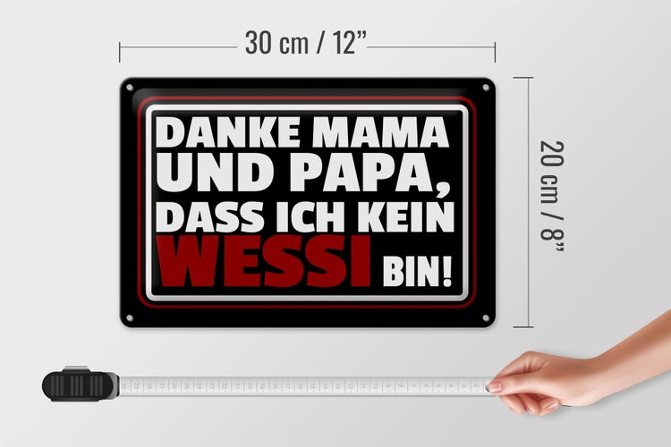 Blechschild Spruch 30x20cm Danke Mama dass ich kein Wessi