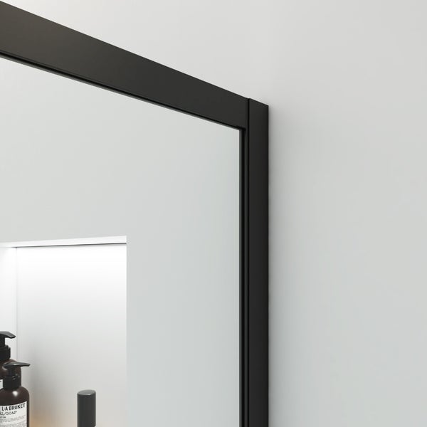 Home Deluxe - Duschabtrennung - BAKI - Breite: 110 cm, Schwarzer Rahmen, Klarglas, 2 Raster Optik - 10 mm ESG - Sicherheitsglas I Walk in Dusche, Duschwand, Duschtür
