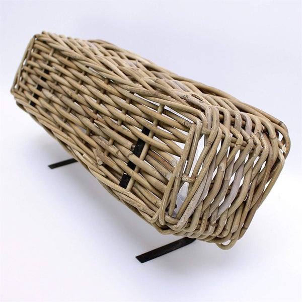 Dekoleidenschaft Rattan Pflanzkasten Koboo Grey groß, grau, Balkonkasten mit Halterung, Blumenkasten für Draußen, Pflanzgefäß